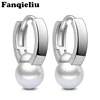 Fanqieliu Solid 925 Sterling Silver Earrings For Women Pearl Hoop Earrings Jewelry Luxury Hoops Woman 2022 FQL20008 ► Photo 1/6