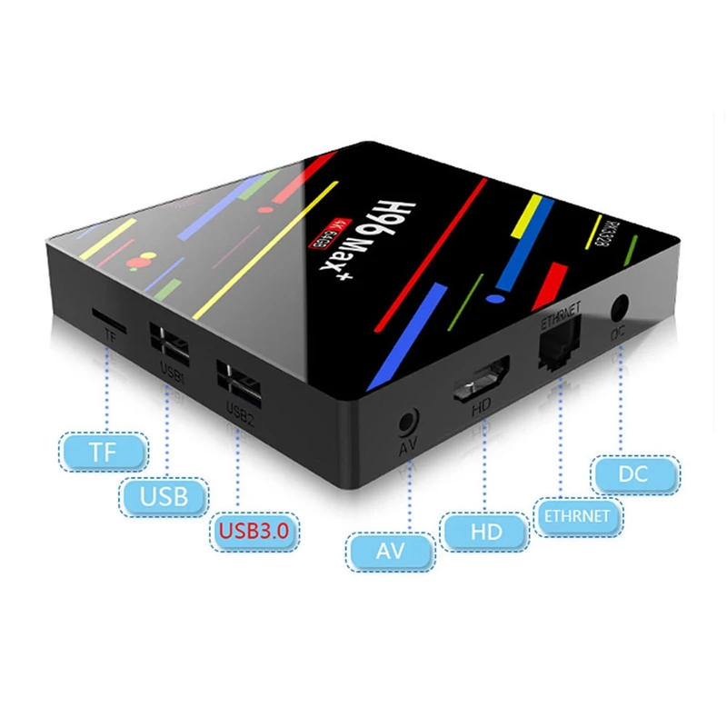 H96 Max Plus+ Android 9.0 Tv Box 4G Ram Rk3328 Quad-Core 64Bit 2.4/5G Wifi Lan Smart Media Player H.265 Dlna Set-Top Box Eu Plug