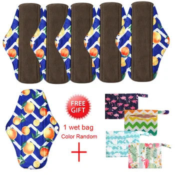 

Sanitary Reusable Cloth Menstrual Pads Washable Natural Organic Napkins with Charcoal Absorbency Layer with Free Mini Wet Bag