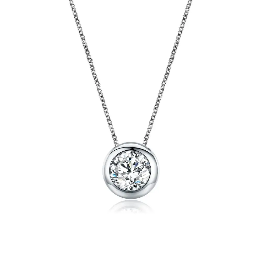 

GEM'S BALLET 0.5Ct Round Moissanite Classic 925 Sterling Silver Pendant Necklace For Women Wedding Fine Jewelry Cut 5mm EF Color