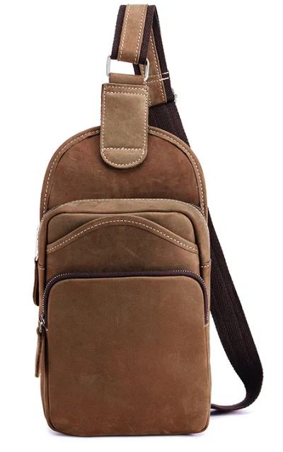 

Vintage Personality Men Multifunction Fanny Pack High Capacity Genuine Leather Mens Chest Bag Durable Cowhide Shoulder Bag DF302