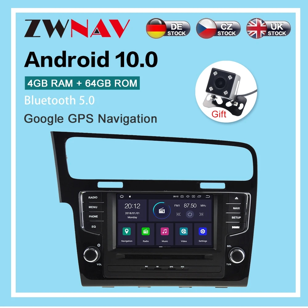 

Android 10.0 GPS Navigation radio player For Volkswagen Golf 7 VII 2014 2015 -2018 auto video stereo head unit build in carplay