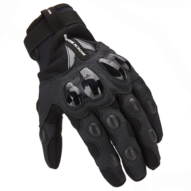 Рок байкерские мотоциклетные перчатки для верховой езды локомотив рыцарь четыре сезона небьющиеся дышащие Нескользящие перчатки с сенсорным экраном для мужчин - Цвет: Черный