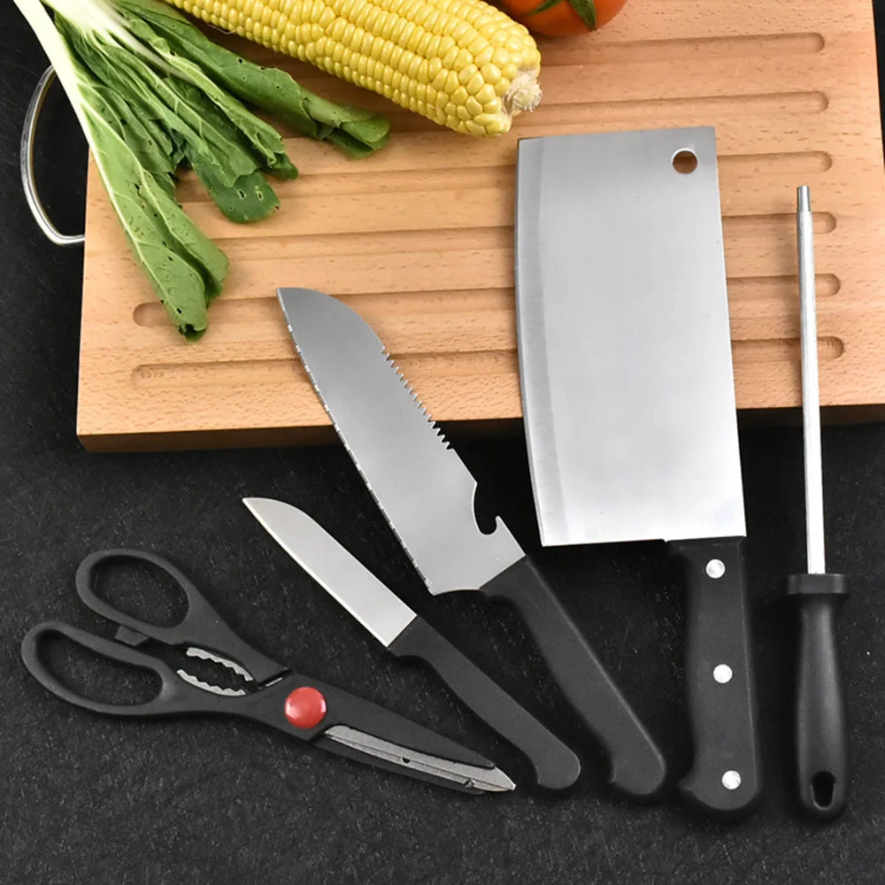 

Kitchen Six Pieces Set Knife Business Gift Knife Used in Kitchen Stainless Steel Wooden Base Knife Set Gift Knife Set