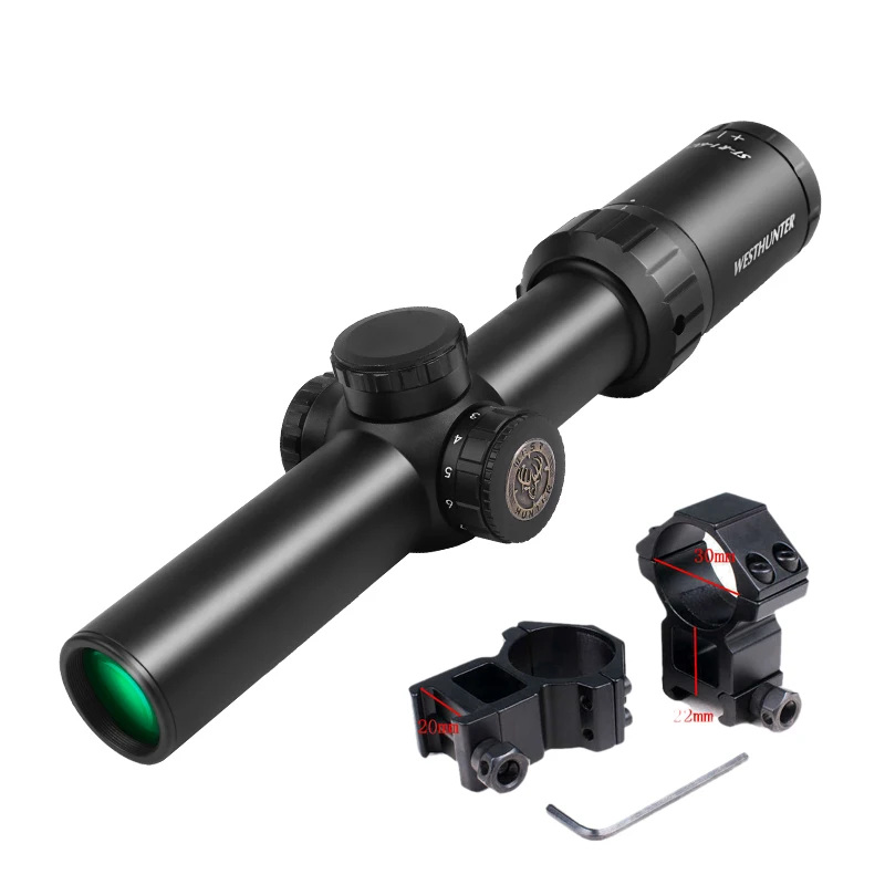 Компактный прицел Hungting WESTHUNTER ST-R 1-6X24IR оптический прицел быстрого прицеливания с подсветкой - Цвет: high 20mm mount