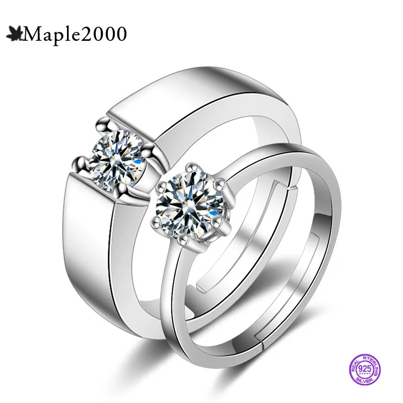 

men 925 sterling silver Wedding ring pair of Opening couple rings zircon engagement ring love Couple jewelry charm for women