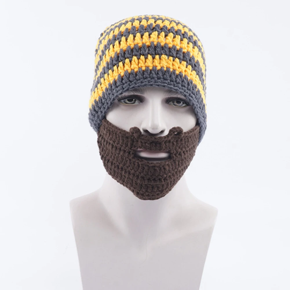 Beanie Hat Adjustable Winter Warm Knit Beard Face Mask Hat Beard Funny Knit Hat Ski Fake Beard Face Mask