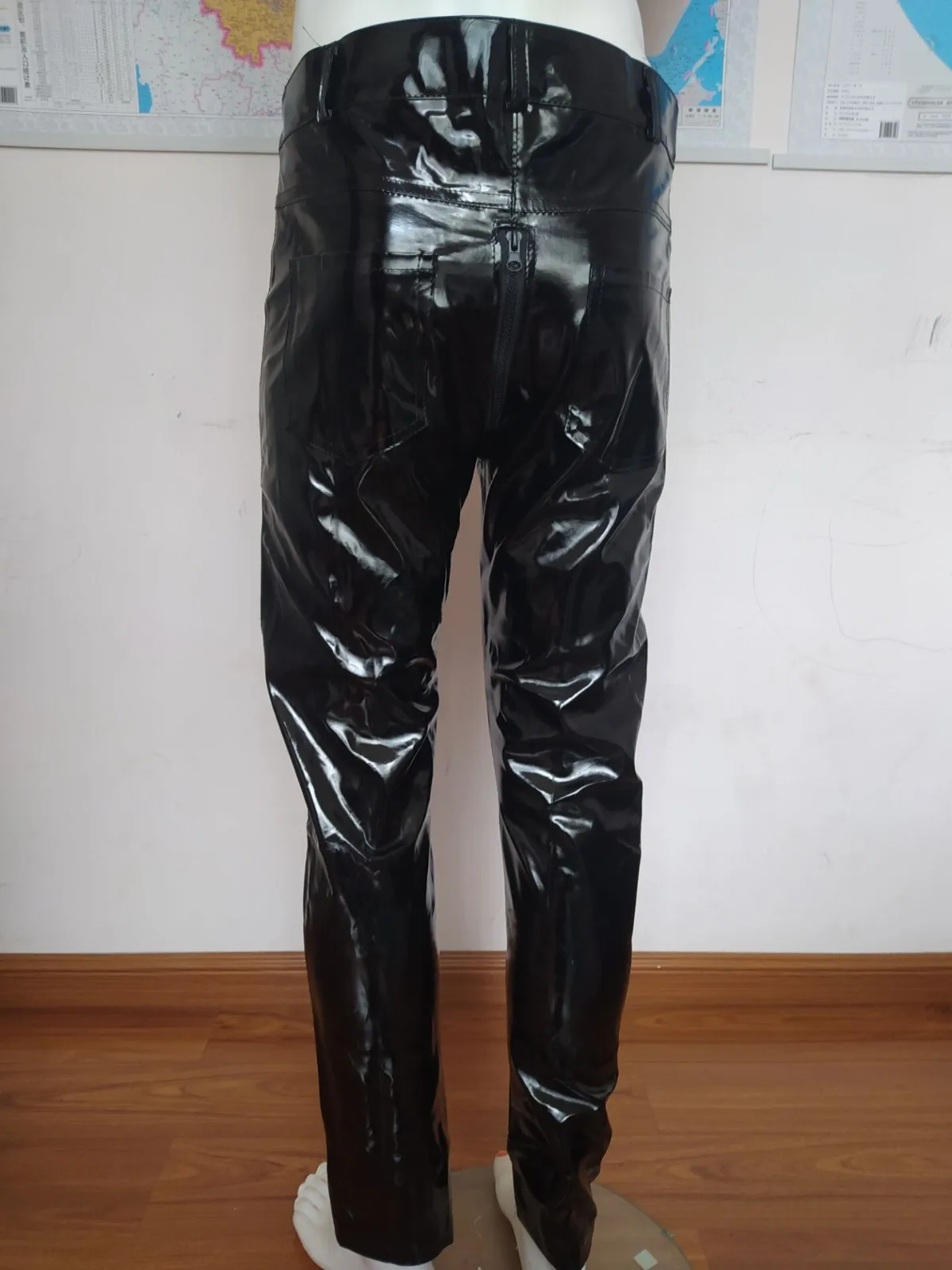 Sexy Men's Zip Crotchless Faux Leather 