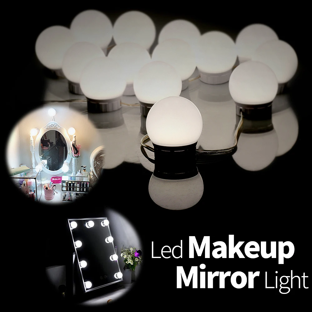 

Hollywood Style Vanity Mirror Lights Kit with 10 LED Light Bulbs Lighting Fixture Strip for Makeup Vanity Table Dressing