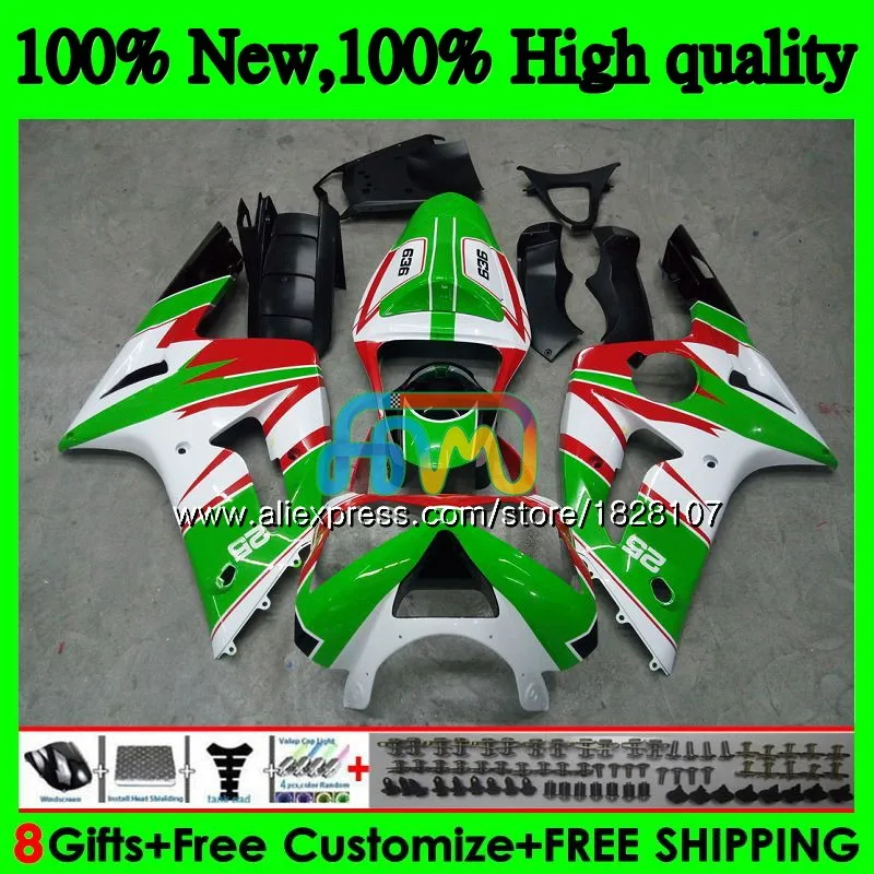 Корпус для KAWASAKI 600CC ZX600 красный зеленый ZX636 12BS. 96 ZX 636 6 R ZX 6R 03 04 ZX-636 ZX-600 ZX-6R ZX6R 03 04 2003 2004 Обтекатель