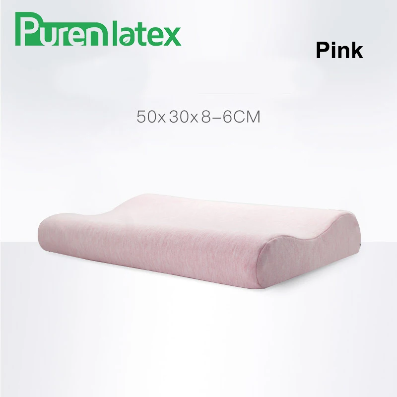 PurenLatex подушка из пены с эффектом памяти мягкая подушка медленный отскок шеи Защита позвоночника тонкая подушка для голландской жены детская Подростковая подушка - Цвет: Pink