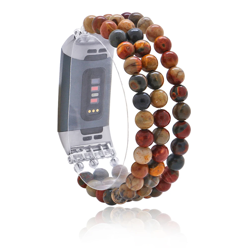 

Handmade Agate Watchband For Fitbit Charge 3/4 Elastic Natural Stone Smart Watch Strap For Unisex Watch Bracelet Wristband