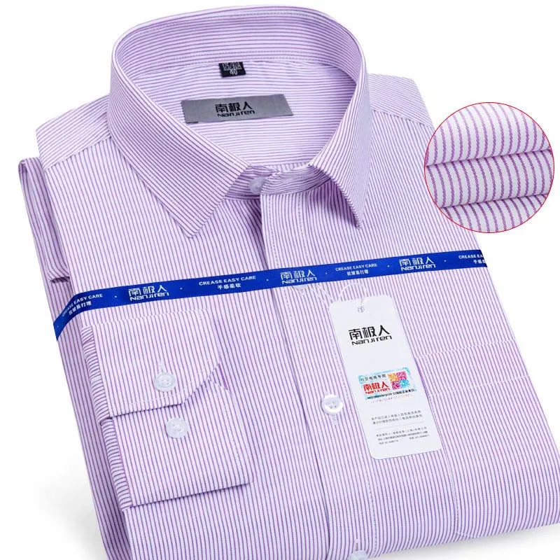 Camisa, мужские рубашки, с длинным рукавом, мужская рубашка, брендовая одежда, повседневная, приталенная, Camisa Social, в полоску, белая, синяя, Masculina Chemise Homme - Цвет: Лаванда