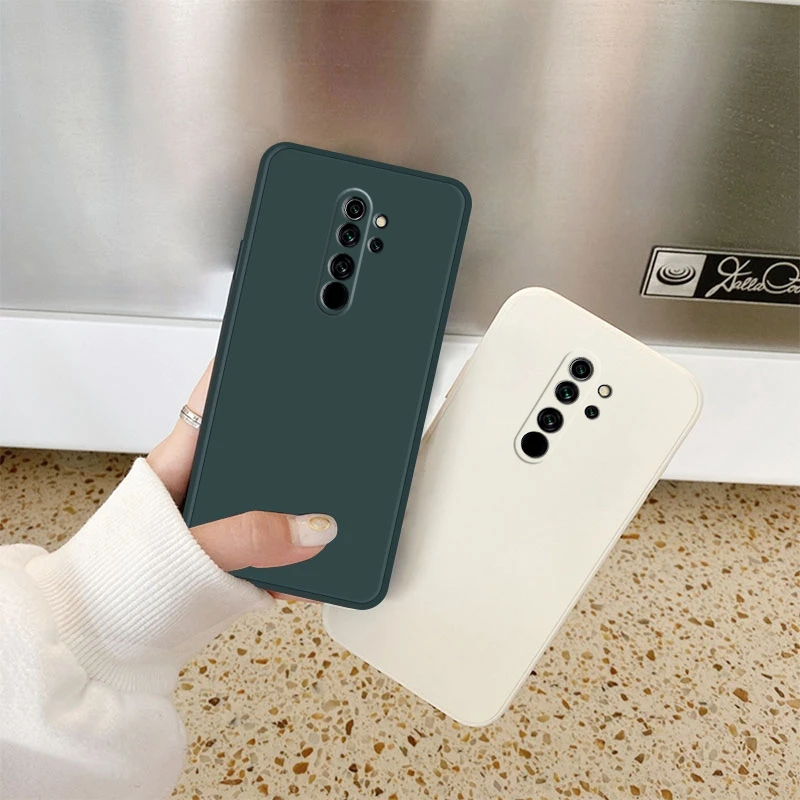 

Straight Edge Design Square Liquid Silicone Phone Case For Xiaomi Redmi Note 7 8 Pro Ultra-thin Soft TPU Back Cover Coque Fundas