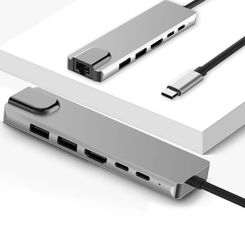6 в 1 концентратор Usb Type C Hdmi 4K Usb C концентратор для Gigabit Ethernet Rj45 Lan адаптер для Macbook Pro Thunderbolt Usb-C зарядное устройство Порт Silv