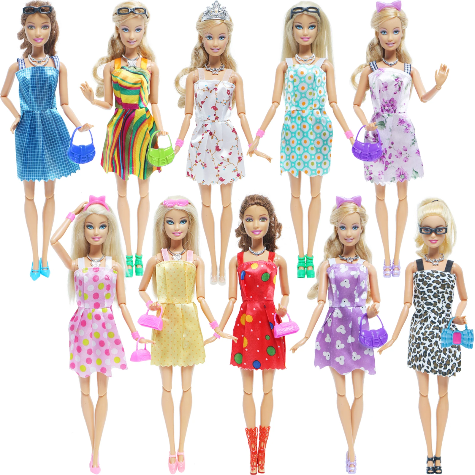 Mini robe colorée sans manches pour poupée Barbie, 10/20 ensembles  aléatoires, accessoires d'été pour maison de poupée, vêtements pour poupée  Barbie, Lot de jouets adorables pour filles - AliExpress