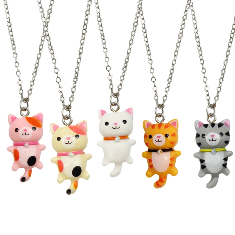 Collar con colgante de gato Animal lindo Kawaii, joyería acrílica, Collares para niños, regalo para amigos, venta por mayor|Collares de cadena| - AliExpress