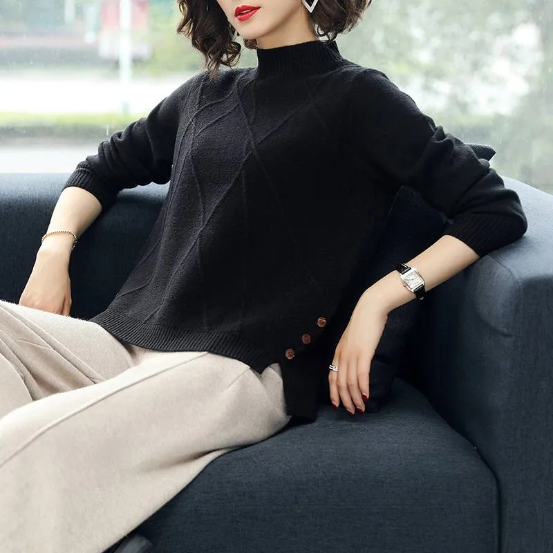 2019 Sweater women autumn winter loose casual Solid color sweater long-sleeved Knitwear women short sweater NS4329