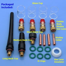 22 шт. набор TIG сварки короткие газа объектив#10 Pyrex чашка для Tig WP-17/18/26 фонарь сварки Нержавеющая сталь, Алюминий, Утюг, литое железо