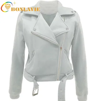 

Women's Short Jacket Autumn Winter Coat Turn Down Collar Full Sleeve Slimming Type Solid Color Cardigan Zip Jacket Size S To 3XL