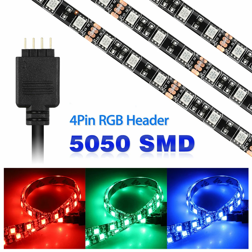 RGB Gaming 5050 Светодиодная лента 4Pin RGB-Header 12V программное управление освещение для компьютерный корпус для ПК Mid Tower DIY Aura Sync M/B