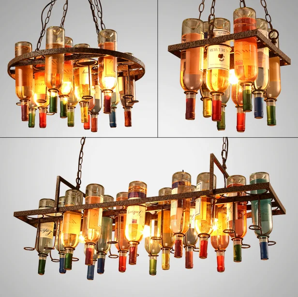 Подвесная лампа в американском стиле ретро виде бутылки вина|pendant lamp|house lampretro