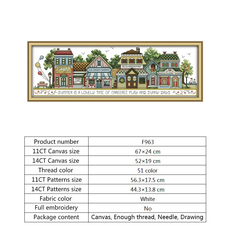Street Views Count Cross Stitch Landscape Decor Painting DIY Handmade Needlework Printed Canvas 14ct DMC Chinese Embroidery Kit