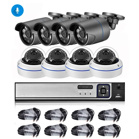 AZISHN H.265 8CH 4MP POE NVR комплект аудио система видеонаблюдения 4.0MP металлическая ip-камера безопасности P2P комплект видеонаблюдения 60ft RJ45 кабель - Цвет: NVR  8Camera 8cable