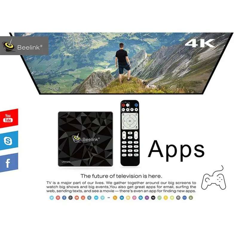 ТВ приставка Beelink GT1 Ultimate Android 7,1 64 бита DDR4 3 ГБ eMMC 32 Гб с Amlogic S912 1000 Мбит/с LAN/Dual WiFi 2,4G+ 5,8G/H.264/H.26