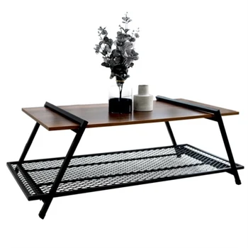 

Retro coffee table Nordic minimalist creative living room net red wrought iron wood square Japanese small coffee table