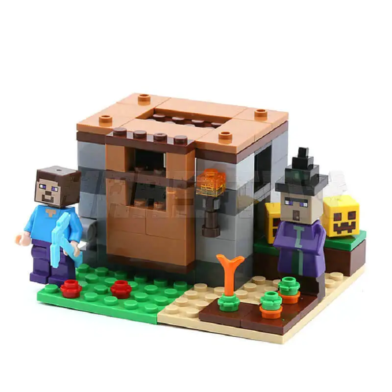 4IN1 The Melon Farm Building Blocks With Steve Villager Witch Action Figures Compatible 21138 My World Brick Set Gifts Toys 4IN1 The Melon Farm Building Blocks With Steve Villager Witch Action Figures Compatible 21138 My World Brick Set Gifts Toys