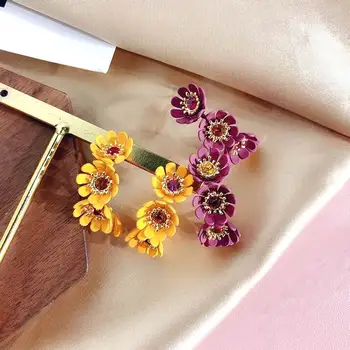 

Korean Bohemian Flower Earrings Yellow Purple Pendientes Mujer Ethnic New Fashion Jewelry