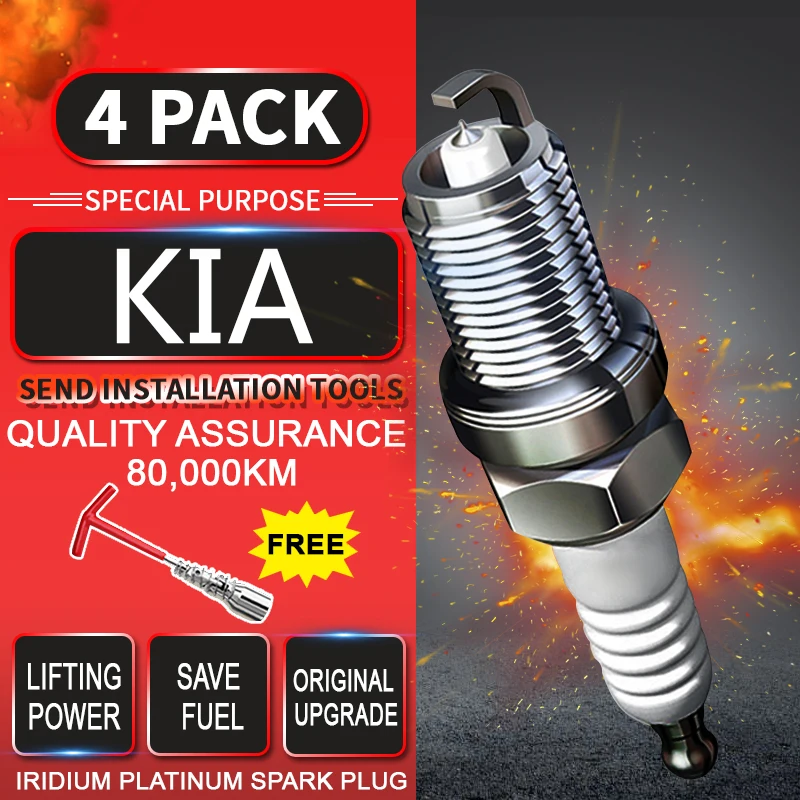 

4pcs Spark Plug Glow Plugs Iraurita Platinum for KIA K5 (FT)(2011-2018)2.0L 2.4L Dual Iridium