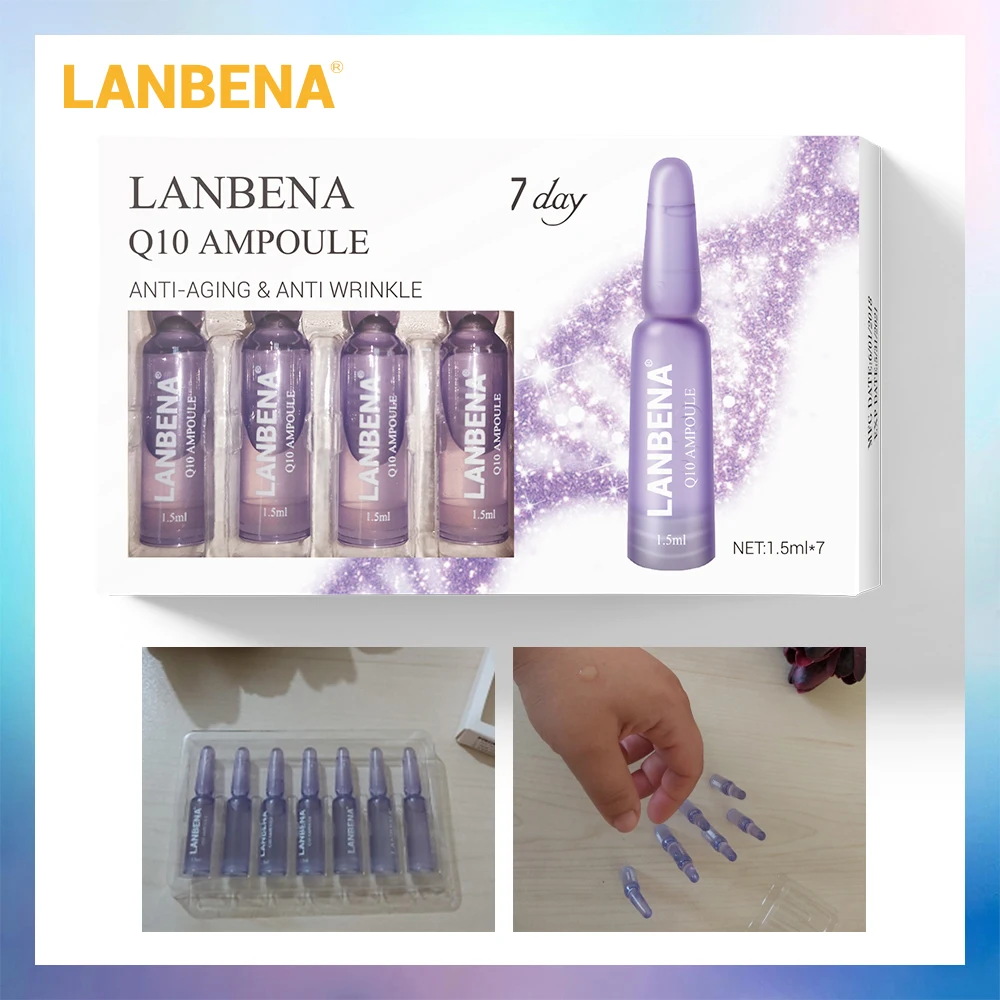 LANBENA Q10 ампулы Сыворотки Anti-Aging подъем укрепляющий увлажняющий питательный против морщин тонких линий Красота для 7 дней