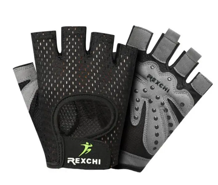 Летние мужские и женские перчатки Ftness, для тренажерного зала, тяжелой атлетики, велоспорта, йоги, бодибилдинга, тренировок, тонкие дышащие Нескользящие перчатки на полпальца - Цвет: black  2