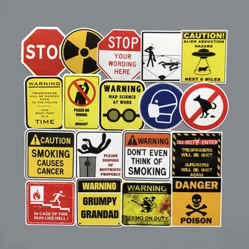 

50pcs Warning Sign Sticker wallpaper Decal Motorcycle Fridge Skateboard Doodle Funny Stickers for Auto Laptop Trunk Toy Sticker