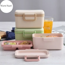 Бежевый/зеленый/розовый Ланч-бокс из бамбукового волокна Портативный экологически чистый набор посуды из микрофибры Bento box контейнер для еды для детей