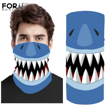 

FORUDESINGS 3D Shark Mouth Pattern Seamless Bandanas Unisex Motorcycle Scarf Anti Dust Windproof Headwear Balaclavas Sunscreen
