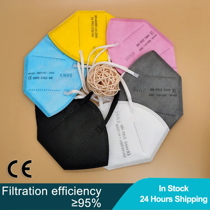 Adulto FFP2 máscara KN95 máscara de tejido Mascarillas 5 capas de protección boca cara máscara KN95 respirador de filtro máscara