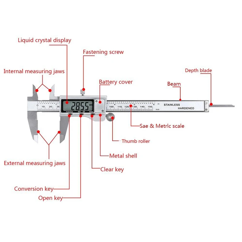 

6\" 150mm Steel Digital Vernier Caliper LCD Electronic Micrometer Gauge Tools Kit