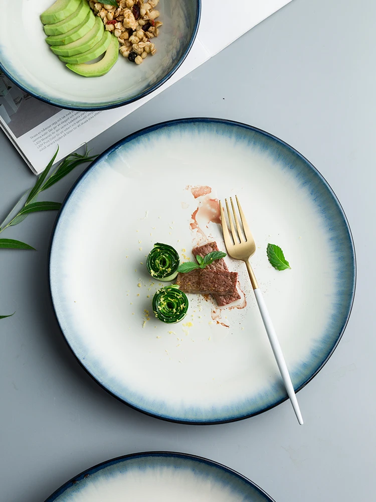 Uniho Dinner Plates and Dishes Ceramic Main Course Plate Steak Dessert Cake Salad Dishes Tableware Tray Dinnerware Porcelain