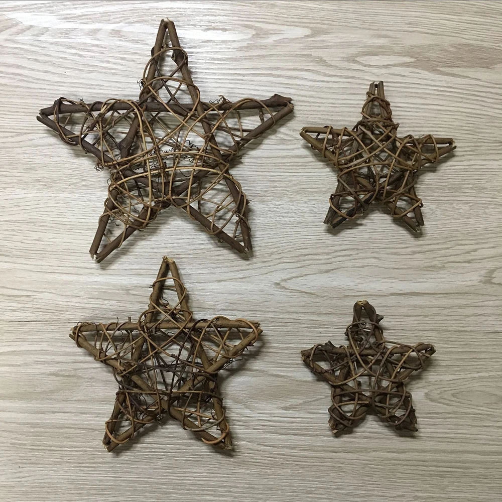 

10-50cm DIY Handmade Dried Rattan Star Frame Wreaths Christmas Decoration Home Door Wall Hanging Decoration Props