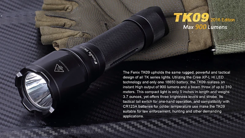 Fenix TK09 Cree XP-L HI светодиодный 900lms карманный тактический фонарь