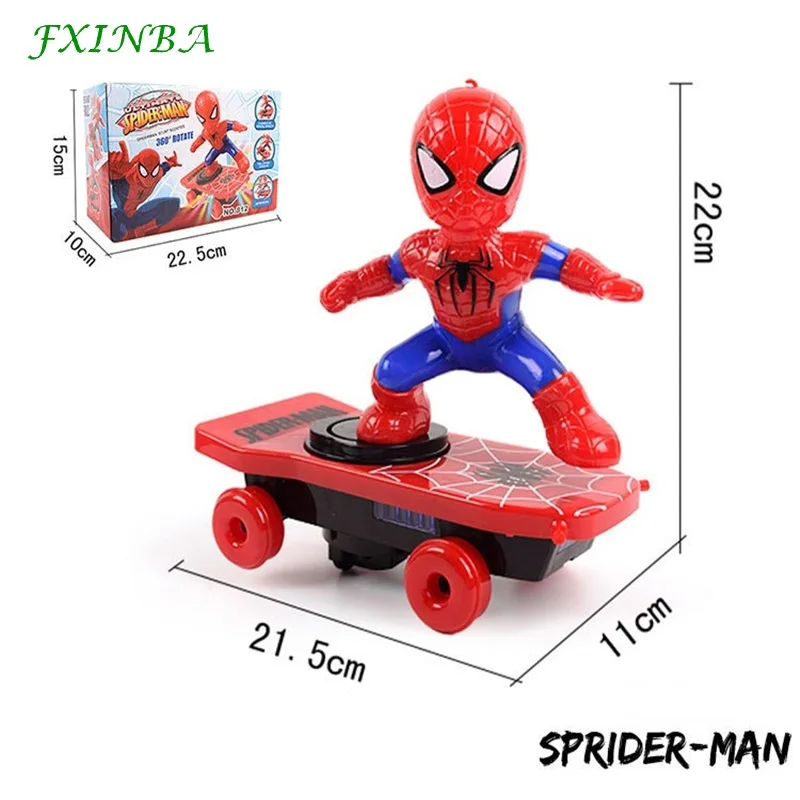 Spider man FXINBA Большой Человек-паук трюк скутер Автоматическая флип Музыка флэш легкий Электрический скейтборд трюк автомобиль дети новинка электронная игрушка - Цвет: Spider man