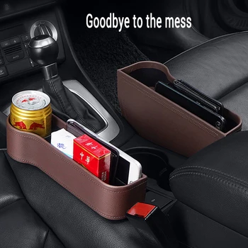 

Storage Box Car Organizer Seat Gap PU Case Pocket Car Seat Side Slit for Wallet Phone Coins Cigarette Keys Cards For Universal 5
