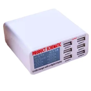 

Independent Digital Display 6-Port Usb Mobile Phone Charger Lcd Screen Fast Charging Mobile Phone Charger