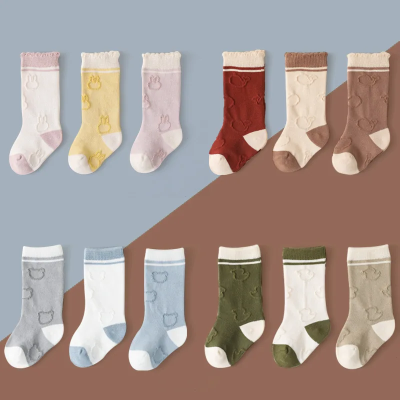 

Wecute 3 pairs Baby Socks for 1-3years Kids Autumn and Winter Cotton Socks Kawai Soft Good Elasticity Toddler Socks Non-slip