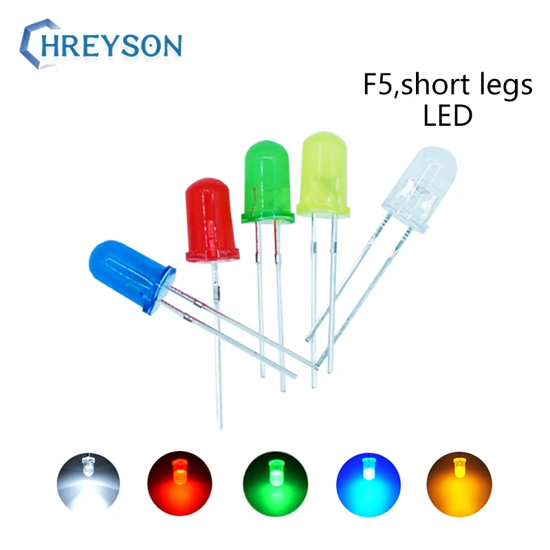 emisor de luz LED F5 de 5mm, intensidad, azul, amarillo, blanco, verde, rojo, RGB rápido, componentes electrónicos, Kit DIY, Uds.|Diodos| -