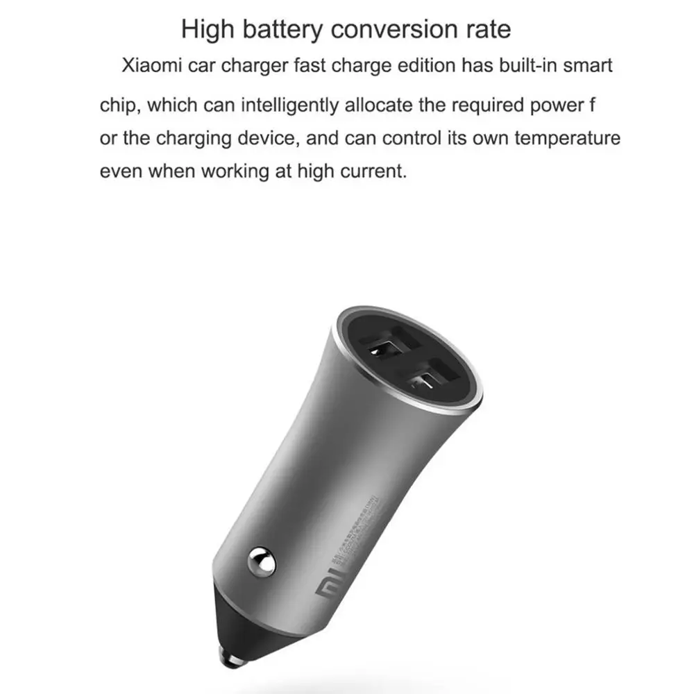 Original Xiaomi Car Charger 18W Quick Charge Mi Dual USB fast charger Edition With LED Light tips Phone USB Fast Car Charger