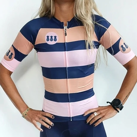 Одежда для велоспорта, женская летняя быстросохнущая дышащая футболка с коротким рукавом и ананасом - Цвет: Синий
